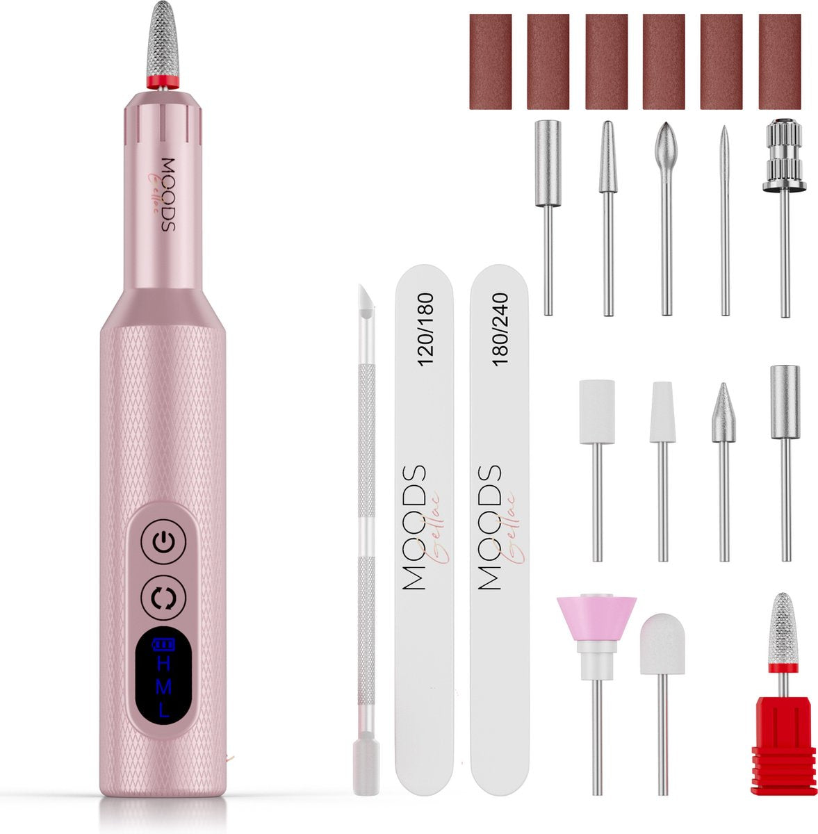Elektrische Nagelvijl - 20000RPM Draadloos en Oplaadbaar - Roze - Moods Gellac