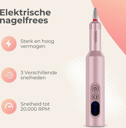 Elektrische Nagelvijl - 20000RPM Draadloos en Oplaadbaar - Roze - Moods Gellac