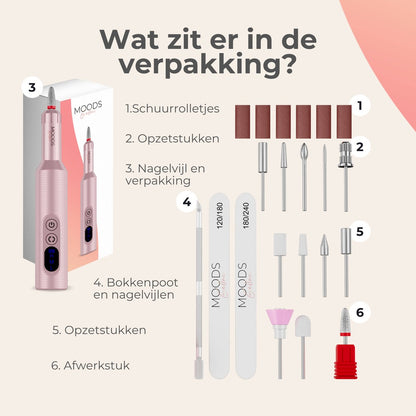Elektrische Nagelvijl - 20000RPM Draadloos en Oplaadbaar - Roze - Moods Gellac