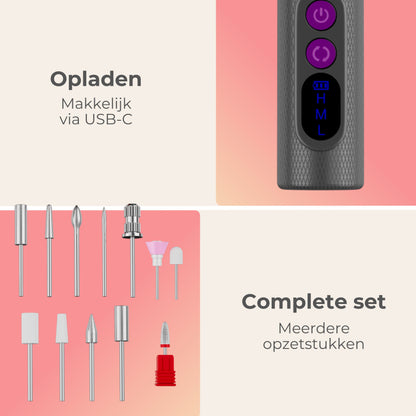 Elektrische Nagelvijl - 20000RPM Draadloos en Oplaadbaar - Grijs - Moods Gellac - Moods Gellac