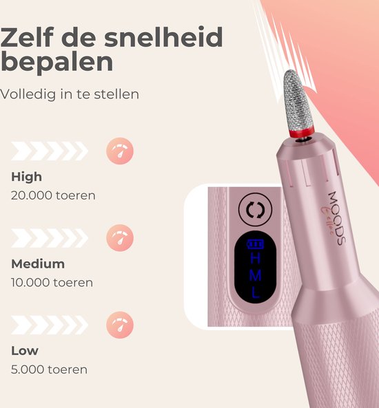 Draadloze Nagelvijl roze Moods Gellac